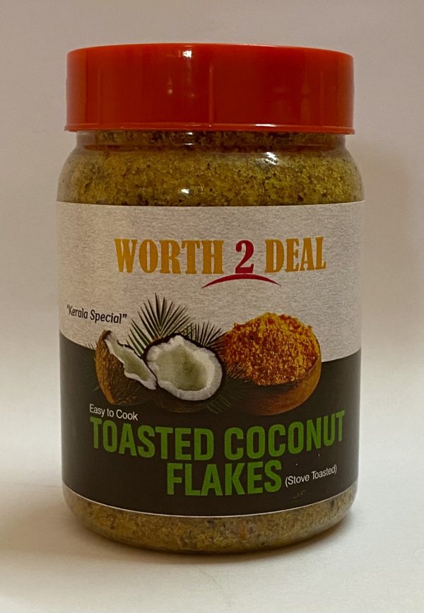Worth2Deal Kerala Special Toasted Coconut Flakes 200 Grams Roasted Coconut Flakes , Varutha Thenga ,Easy to Cook